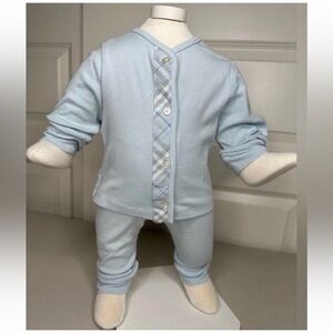 BURBERRY CHILDREN POWDER BLUE 2 PIECE MATCHING PANTS SET 6 MOS